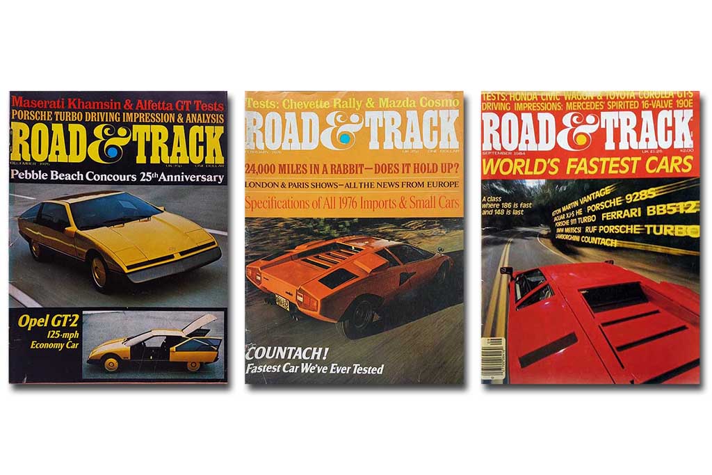 Road & Track: supercarros dos anos 70 e 80 em revistas